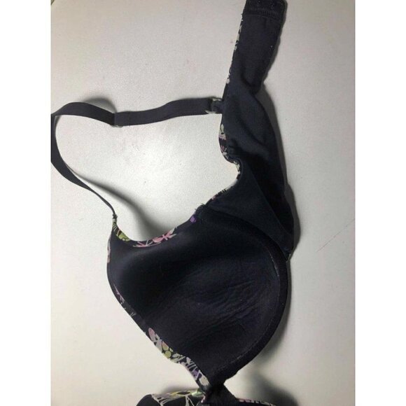 #3457-2 luleh Bra Size 34C Black Floral Padded Underwire Adjustable - Picture 4 of 6
